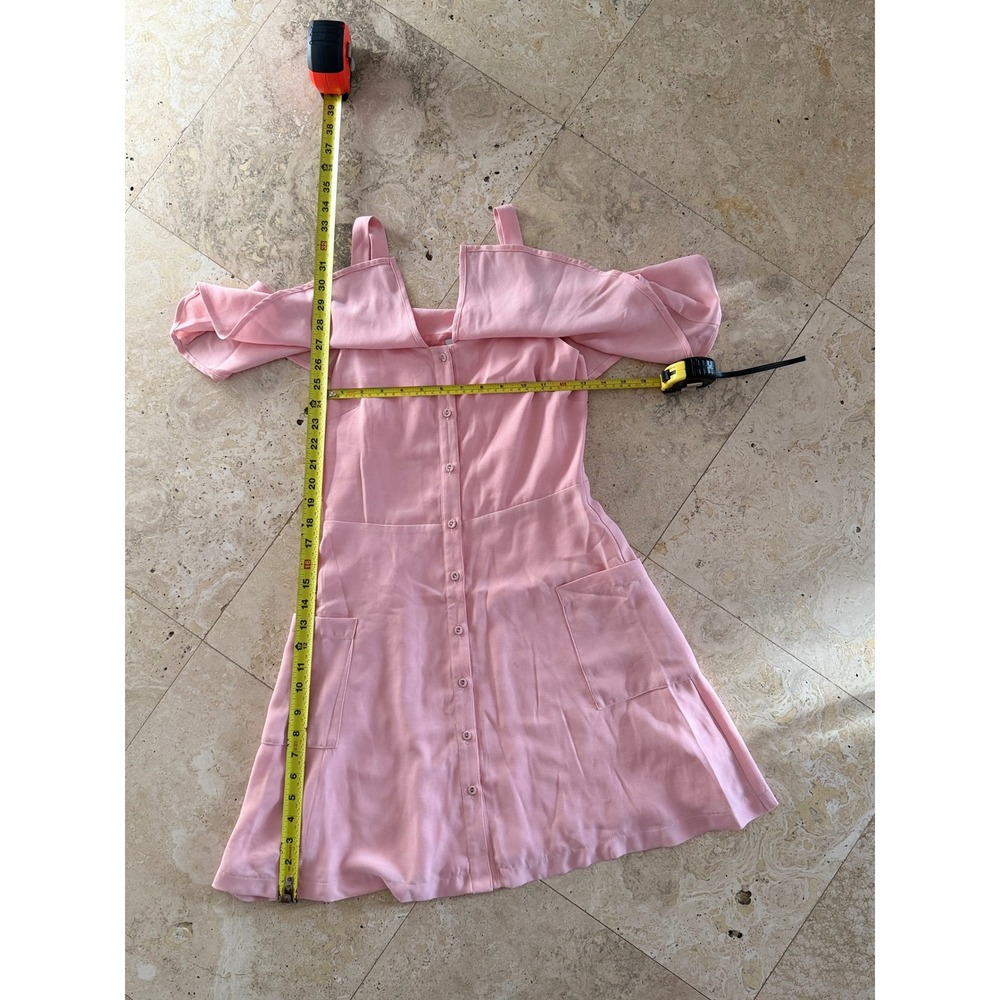 JOA Just One Answer Pink Cold Shoulder Button Down Mini Dress Small - Picture 3 of 7